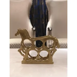 Modern Handmade Metal Wine Bottle Stand Premium Decorative Holder for Dining <b>Table</b> Wholesale Handmade Metal Bottle Holder Stand - Product Image 4