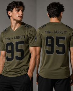 Maillot de football américain personnalisé pour homme, col en V, manches courtes, polyester respirant, impression des numéros d'équipe, vêtements de sport - Product Image 4