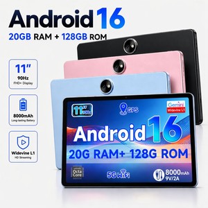 Tablette Android 16 portable 11 pouces avec chargeur rapide, écran Incell, processeur Octa Core T620 2.2GHz, 20GB+128GB, batterie 8000mAh, WiFi 5G - Product Image 1