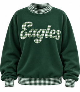 Women’s Custom Mock Neck Sweatshirt Embroidered <b>Applique</b> <b>Letter</b> Patch Ribbed Collar Oversized Winter Crewneck - Product Image 1
