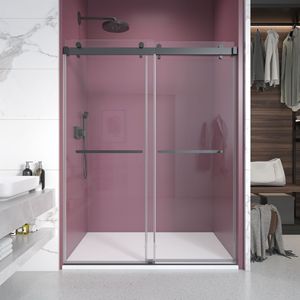ประตูห้องอาบน้ำแบบไร้กรอบขนาด3/8นิ้ว (10มม.) สีดำด้านขนาด44 ''-48'' x 76 ''H - Product Image 1