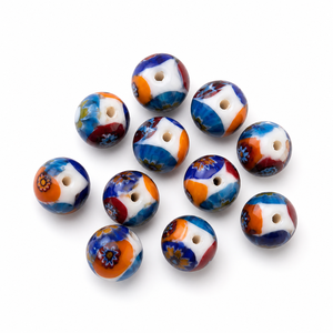 Millefiori Flower Glass <b>Beads</b> 10mm Round Multicolor Lampwork <b>Beads</b> for Jewelry Making <b>Bracelet</b> Necklace Craft Supplies - Product Image 1