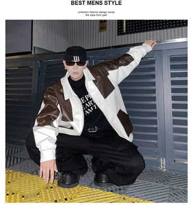 Veste en similicuir PU unisexe sur mesure OEM, style moto vintage avec contraste de couleur sur le devant, imperméable et réversible - Product Image 3