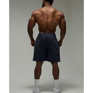 Shorts Bermuda en Coton Bleu Marine pour Homme avec Bande Latérale Blanche, Taille à Cordon, Coupe Décontractée, Longueur Mi-Mollet, Tissu Tricoté - Product Image 2