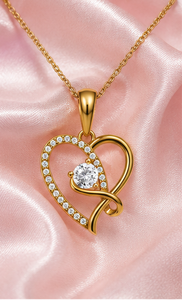 Collar con Colgante de Doble Corazón en Plata de Ley 925 con Baño de Oro Rosa y Circonita Cúbica para Mujer - Product Image 2