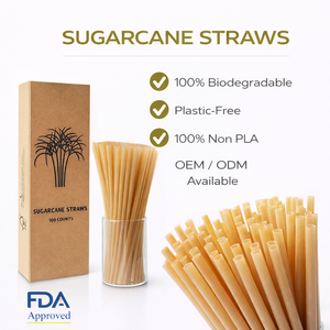 Pailles jetables en bagasse de canne à sucre, biodégradables et recyclables, vente directe usine - Product Image 1