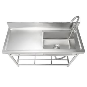 Free Standing 1 Compartment Stainless Steel Utility Sink Workbench Faucet <b>Legs</b> 47.2 X 19.7 Commercial <b>Kitchen</b> Steel Fabrication - Product Image 1