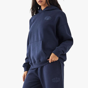 Survêtement personnalisé OEM imprimé en relief pour femme, ensemble 2 pièces ample en molleton de coton, vente en gros de survêtements pour femme - Product Image 2