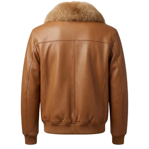 Travel Wear Men Shearling Leather <b>Jacket</b> Front Zipper Functional Pockets Regular Fit Customized Shearling Leather <b>Jacket</b> For Men - Product Image 2