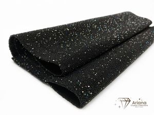 A-1492 Malla de Cristales Negros con Base Negra, Lámina de Cristal Brillante Premium para Prendas, Vestidos de Novia, Manualidades, Accesorios de Moda - Product Image 1