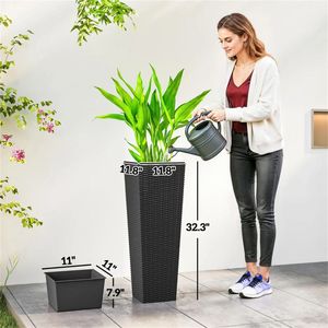 Pot de fleurs et jardinière en plastique noir pour l'intérieur et l'extérieur - Product Image 6