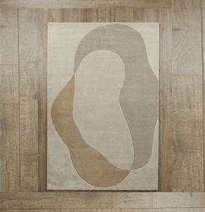 Tapis géométrique moderne abstrait en laine douce à poils moyens, tufté à la main, antidérapant, avec support en toile de coton pour salon et chambre à coucher - Product Image 1