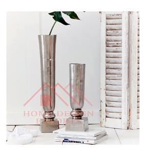 Jarrón de mesa alta, técnica de fundición, jarrón de Metal de aluminio, acabado de plata y níquel, accesorios de decoración para el hogar y el jardín - Product Image 1