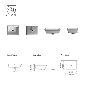 Fregadero Rectangular Bajo Encimera NV2290, Dimensiones Totales 520X390X180mm, Paredes Laterales Verticales, Esquinas de Radio Reducido, Capacidad Máxima - Product Image 2