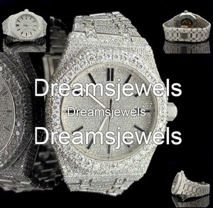 Montre Hip Hop de Luxe Carrée en Acier Inoxydable VVS Entièrement Sertie de Pierres, Personnalisable, à Quartz, Style Antique - Product Image 2