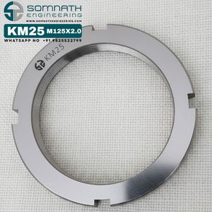 Écrou de blocage à droite DIN 981 KM25 usiné CNC, finition naturelle, pour usage industriel intensif, CLASSE 4, autobloquant, entièrement fileté, sécurisé - Product Image 1