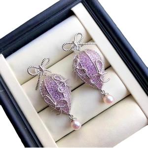 ต่างหูเงินแท้ประดับมุกธรรมชาติสำหรับฤดูใบไม้ผลิฤดูร้อน 10-9 มม. ของขวัญวันเกิดทรงกลมเกือบไร้ตำหนิ - Product Image 5