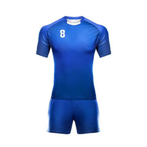 Conjunto de Camiseta de Fútbol Azul para Hombre, Manga Corta, Cuello Redondo, Poliéster que Absorbe la Humedad, Uniforme Ajustado, Estampado Sublimado, Número de Equipo 8 - Product Image 6