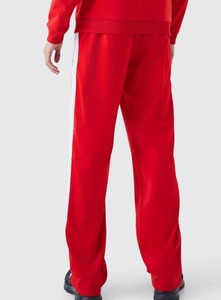 Survêtement rouge pour homme avec fermeture éclair intégrale, bandes latérales blanches, col montant, respirant, en polyester, design sportif, coupe classique, pour l'automne - Product Image 5