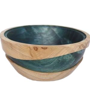 Frutero de madera de Acacia y resina epoxi de último diseño, ensaladera creativa, cuenco decorativo de resina de madera, vajilla - Product Image 1