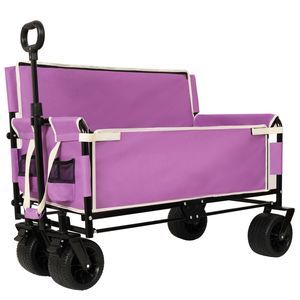 Carrello Pieghevole 3-in-1 Convertibile, Carriola Multiuso per Ogni Terreno con Capacità di 227 kg, Sedile e Vano Portaoggetti per Campeggio - Product Image 1