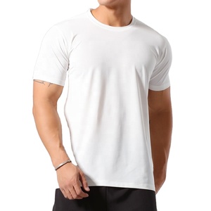 T-shirt de sport personnalisé pour homme, en polyester, à séchage rapide, pour la course à pied, la gym, l'entraînement, col rond, uni - Product Image 2