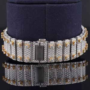 Montre de luxe Hip Hop avec diamants Moissanite VVS de laboratoire taille ronde, bracelet en caoutchouc, montre mécanique faite à la main - Product Image 2