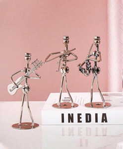 Juego de figuras de músicos de hierro únicas, escultura de banda de metal, decoración de mesa, ideal para el hogar, la oficina, clases de música y exhibición en la habitación de los niños - Product Image 5