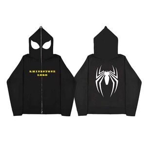 Sweat à capuche surdimensionné en coton épais, style streetwear hiver, broderie araignée, design vintage avec strass, personnalisable - Product Image 6