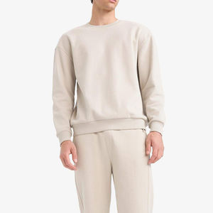 Sudadera de cuello redondo de lujo para hombre, informal, de felpa, 100% algodón, estilo urbano, con logotipo personalizado bordado, al por mayor. - Product Image 2