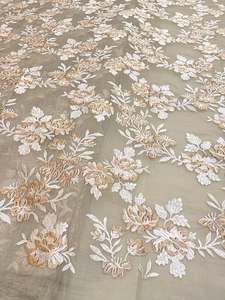 Premium Malty Embroidery Fabric <b>Sequin</b> Embroidered Mesh Lace Fabric for Wedding Bridal Couture and Fashion Apparel - Product Image 2