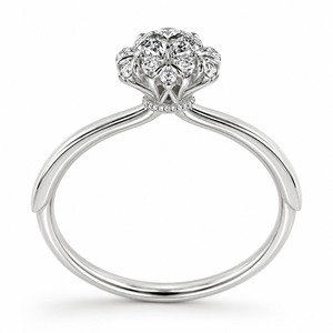 Anillo de compromiso de plata 925 para mujer con diamantes, corte brillante redondo, engaste floral pavé, estilo romántico - Product Image 1