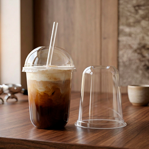 Clear PP <b>Plastic</b> <b>Cups</b> 95mm Diameter Disposable <b>Cups</b> With Lids For Iced Coffee Tea Juice Beverage - Product Image 1
