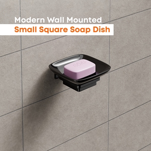 Porte-savon moderne en métal, carré, auto-adhésif, à fixer au mur sans perçage, pour salle de bain, douche et comptoir de cuisine - Product Image 2