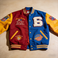 Chaqueta de Béisbol Varsity para Hombre, con Mangas de Cuero, Bordado Chenille, Estilo Universitario, Ropa Urbana de Alta Calidad