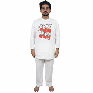 ชุดเซ็ตแทรคสูทฤดูร้อนสั่งทำพิเศษสำหรับผู้ชาย กำลังเป็นที่นิยมอย่างมาก เสื้อยืดแร็กแลนทรงเข้ารูปเป็นมิตรกับสิ่งแวดล้อม และกางเกงขายาว ลดราคา - Product Image 1