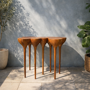 Table console unique, sculpture artisanale en bois, table d'appoint étroite pour entrée ou couloir, table d'appoint décorative pour la maison - Product Image 3