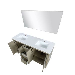 Vanità da bagno doppio In Acacia rustica con 60 In. W X 20 In. D piano In marmo coltivato e 55 In. Specchio da bagno da 60 pollici - Product Image 5