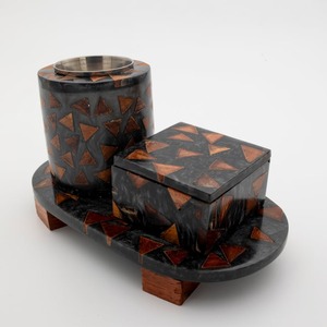 Quemador de incienso Mubkhar de resina y madera hecho a mano, con soporte acrílico, estilo árabe, difusor aromático decorativo. - Product Image 4