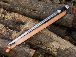 Couteau de chasse en acier Damas à lame droite, manche en cuir avec étui, épaisseur 0,7 mm, qualité DIY - Product Image 6