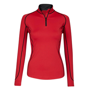 Camisa de equitación de lujo premium para mujer, casual, con logo bordado, de secado rápido, elástica, con cremallera, para entrenamiento ecuestre. - Product Image 1