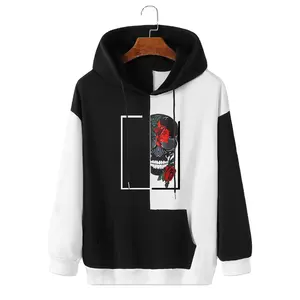 Hoodies plus size atacado moletom com capuz de algodão e poliéster de alta qualidade pulôver masculino branco e preto