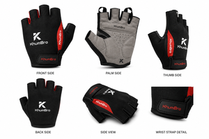 KhumBro Unisex Half <b>Finger</b> Polyester Cycling Gloves | Breathable Shock-Absorbing Anti-Slip Hook Loop Closure for MTB/Road <b>Bikes</b> - Product Image 3