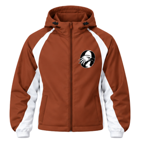 Brown White Hooded Tracksuit Set Full Zip <b>Jacket</b> <b>Straight</b> Leg Pants Custom Athletic Training Sportswear Two Piece Outfit Set - Product Image 3