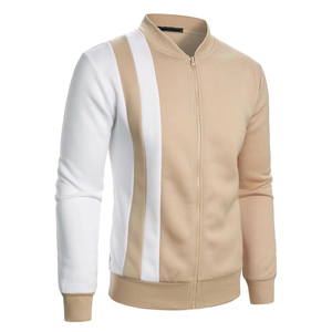 High Quality Men's Jacket Solid Full-Zip Front Logo Bomber Style <b>Stand</b> Collar High Street Minimalist Outerwear Jacket For Men - Product Image 2