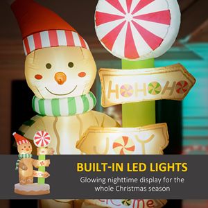 Decorazioni Natalizie Gonfiabili da Giardino da 6 Piedi con Omino di Pan di Zenzero e Pali Segnaletici, con Luci Integrate per Esterni - Product Image 4