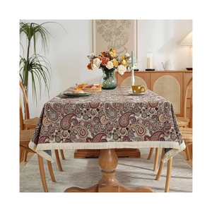 <b>Round</b> Printed Cotton GOTS Certified 100% Cotton 190 GSM India OEM ODM Offered <b>Tablecloth</b> Blue Floral Pattern Traditional Chinese - Product Image 5