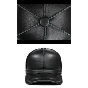 หมวกหนังแกะแท้แบบยูนิเซ็กซ์ หมวกเบสบอลหนังแกะแท้ธรรมชาติ แฟชั่นใหม่สำหรับฤดูใบไม้ร่วงและฤดูหนาว - Product Image 6