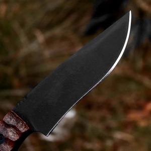 Cuchillo de Caza Fijo de Acero Inoxidable con Recubrimiento Negro de Grado Industrial OEM de Pasha Enterprises, Mango de Madera, Funda de Cuero - Product Image 3