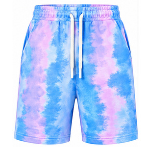 <b>Mens</b> Tie Dye <b>Fleece</b> <b>Shorts</b> Elastic Waist Drawstring Side Pockets Casual Lounge Sweat <b>Shorts</b> Wholesale Custom Summer Wear Factory - Product Image 1